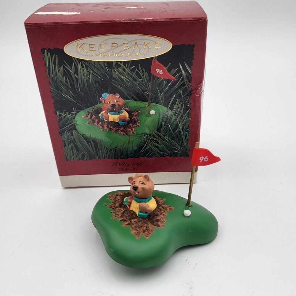 Vtg Hallmark Keepsake‎ 1996 I Dig Golf Gopher Clip-On Christmas Ornament